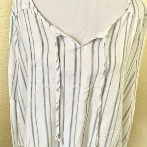Women’s white and blue striped blouse by Arizona, Size Large